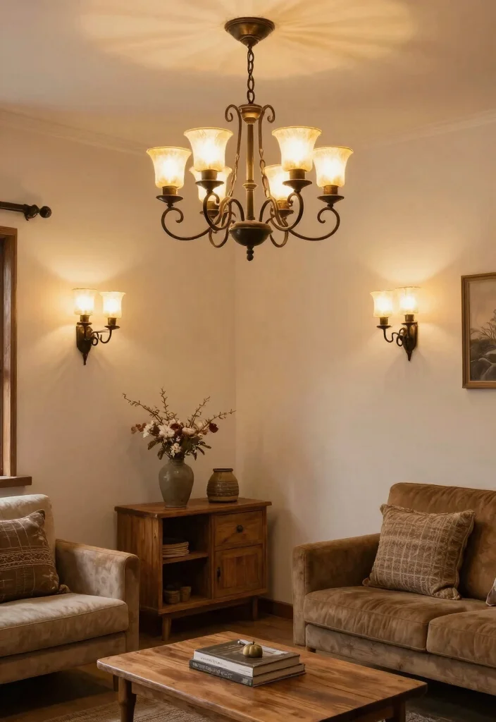 12 Rustic Living Room Ideas with Natural Texture 41 12 Rustic Living Room Ideas with Natural Texture 11. Unique Lighting Fixtures 0