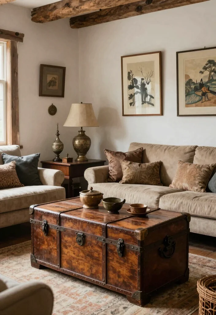 12 Rustic Living Room Ideas with Natural Texture 26 12 Rustic Living Room Ideas with Natural Texture 6. Vintage Finds and Antiques 0