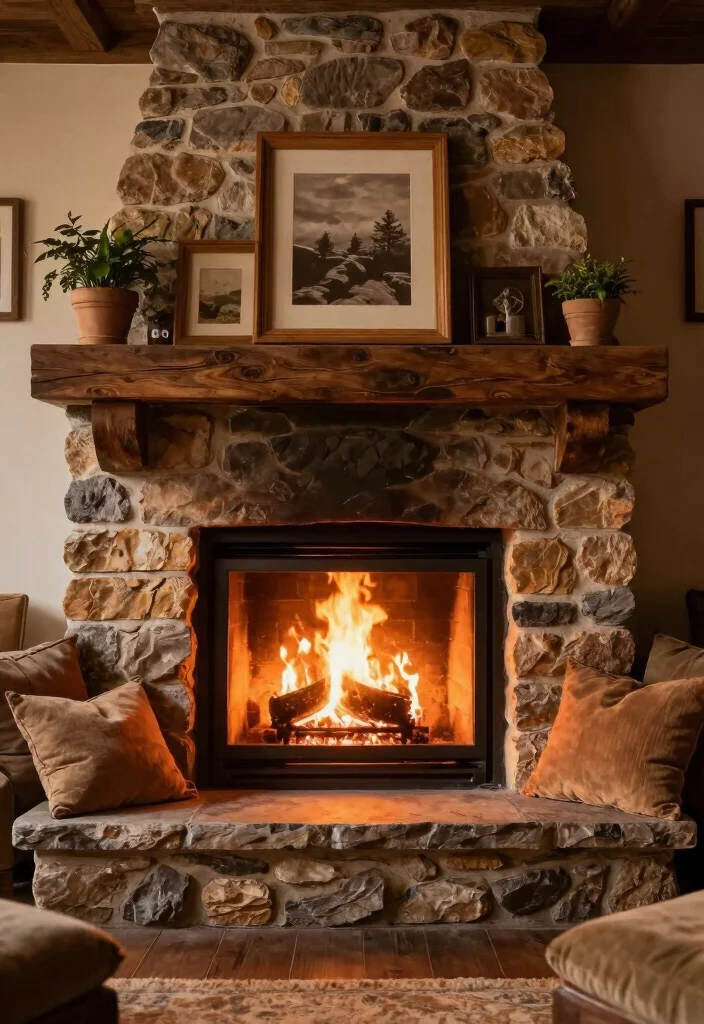 12 Rustic Living Room Ideas with Natural Texture 28 12 Rustic Living Room Ideas with Natural Texture 8. Cozy Fireplace Nooks 0