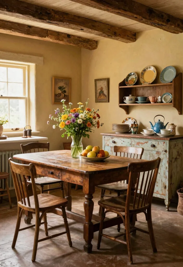 12 Vintage Kitchen Ideas with Old Soul Charm 1. Antique Furniture Finds 0