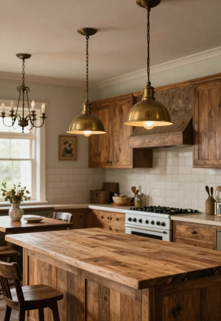 12 Vintage Kitchen Ideas with Old Soul Charm 5. Vintage Lighting Fixtures 0