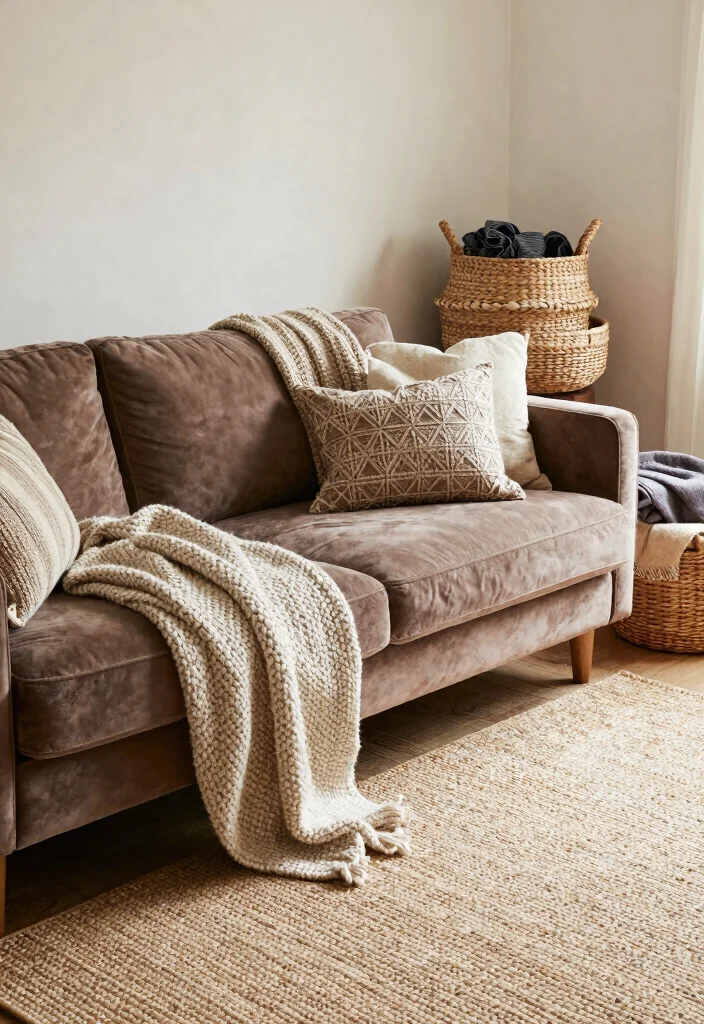 14 Aesthetic Living Room Ideas People Love Saving 3. Layered Textures 0