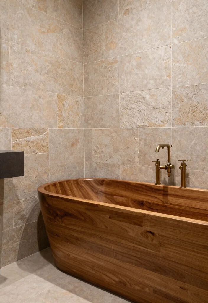 14 Bathroom Ideas with Bathtub for Ultimate Relaxing Vibes 13. Mixed Materials 0