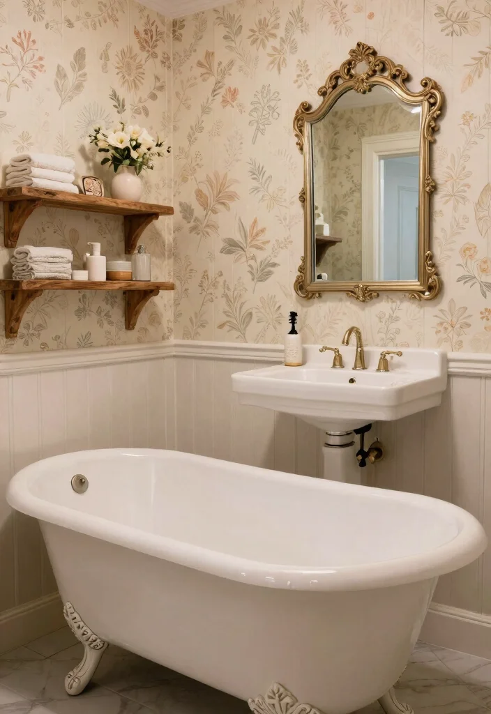 14 Bathroom Ideas with Bathtub for Ultimate Relaxing Vibes 3. Vintage Charm 0