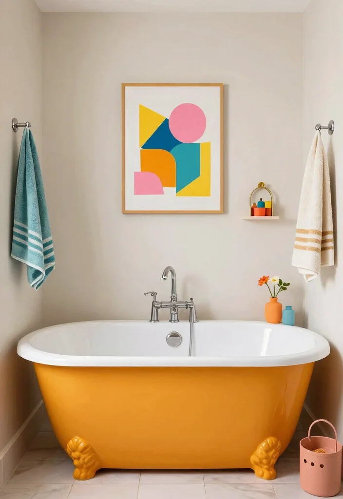 14 Bathroom Ideas with Bathtub for Ultimate Relaxing Vibes 6. Color Pop 0