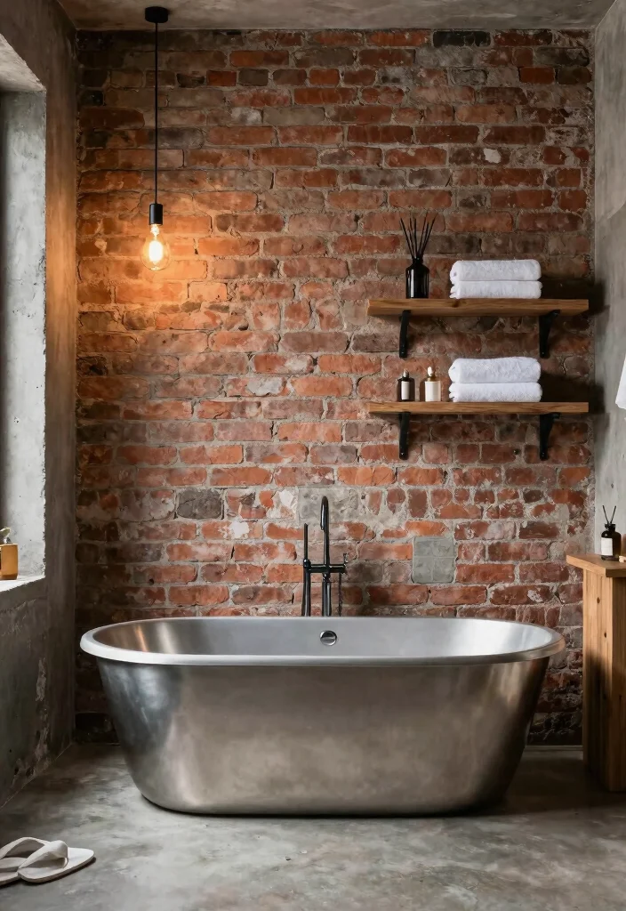 14 Bathroom Ideas with Bathtub for Ultimate Relaxing Vibes 8. Industrial Chic 0
