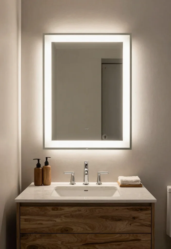 14 Bathroom Mirror and Lighting Ideas Designers Swear By 12. Framed Illuminated Mirrors 0