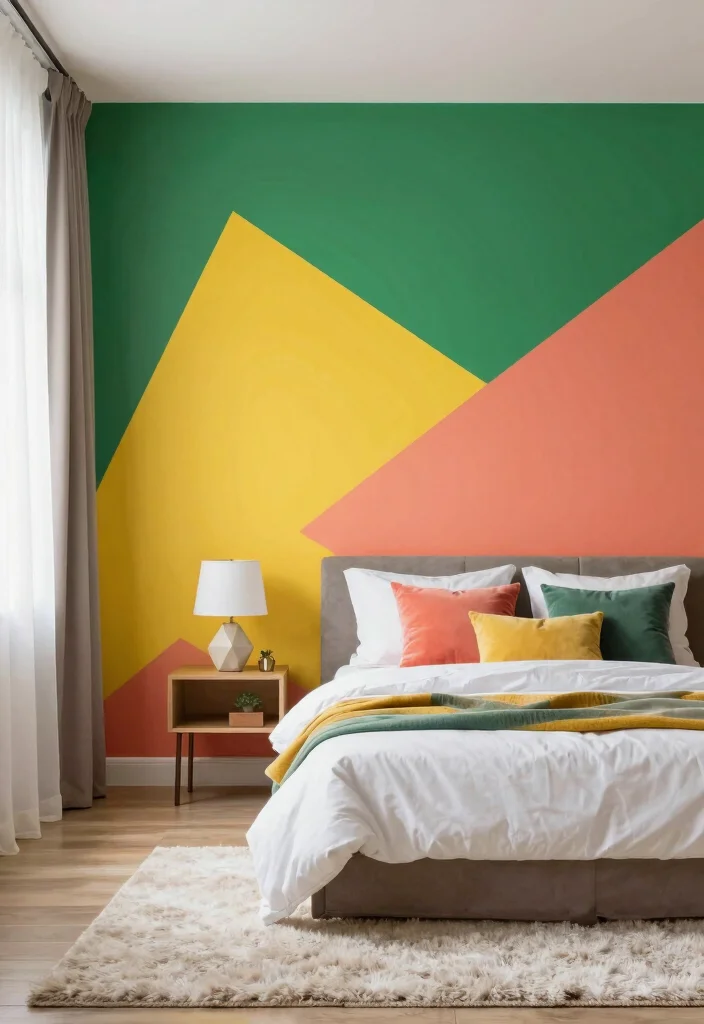14 Bedroom Accent Wall Ideas That Steal All Attention 1. Bold Color Block Walls 0