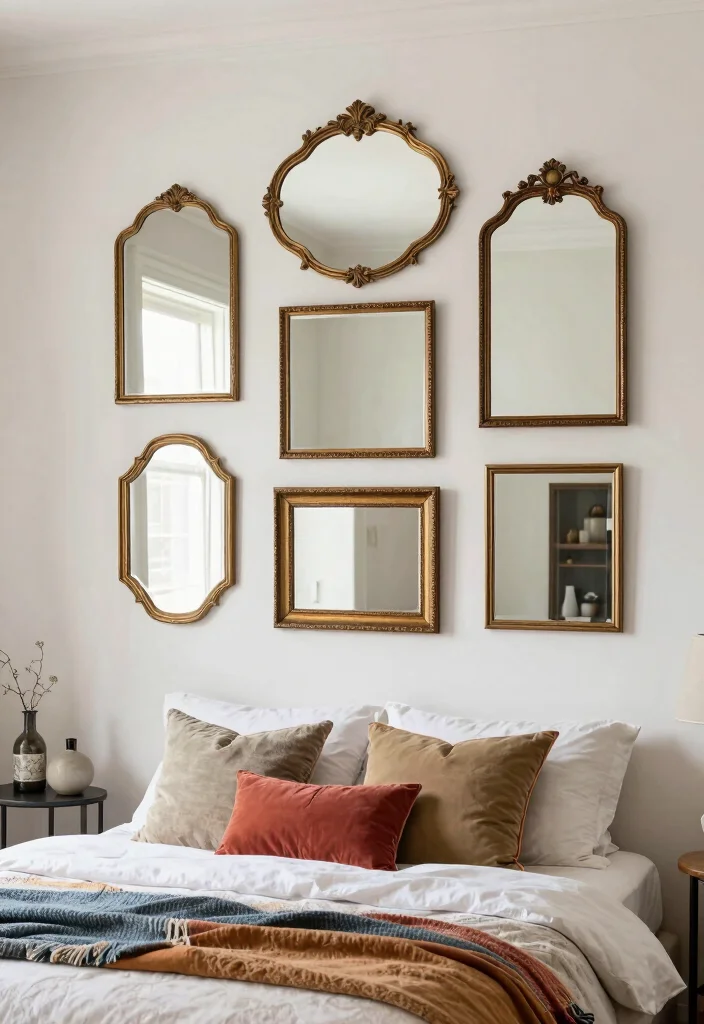 14 Bedroom Accent Wall Ideas That Steal All Attention 10. Vintage Mirror Gallery 0