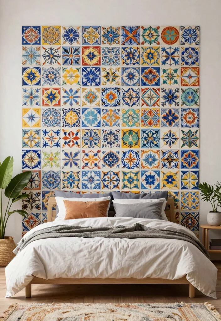 14 Bedroom Accent Wall Ideas That Steal All Attention 11. Colorful Tile Accents 0