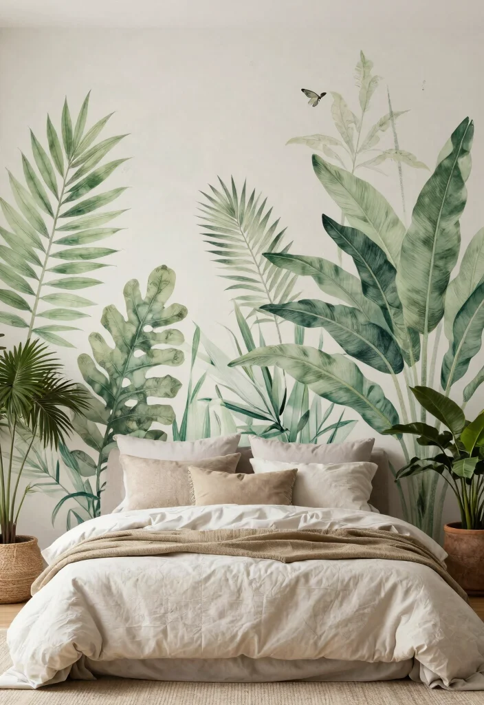 14 Bedroom Accent Wall Ideas That Steal All Attention 14. Botanical Print Wall 0