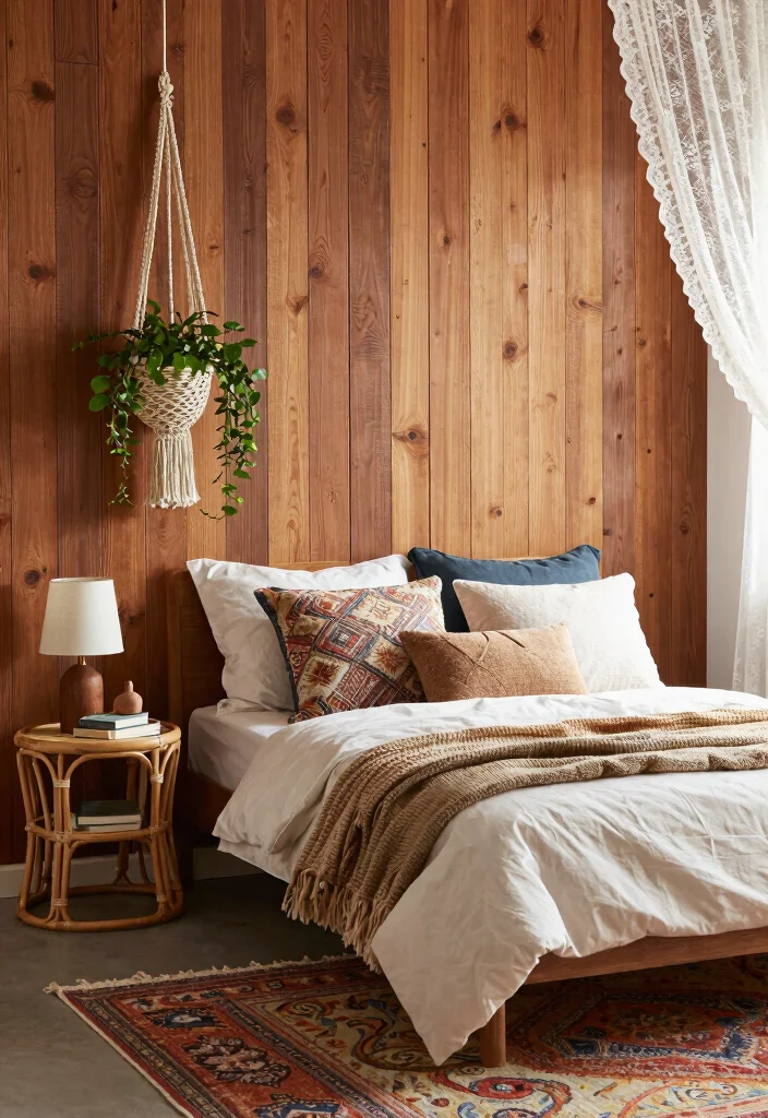 14 Bedroom Accent Wall Ideas That Steal All Attention 2. Textural Wood Paneling 0