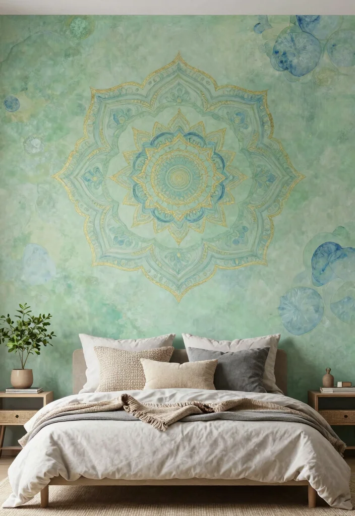 14 Bedroom Accent Wall Ideas That Steal All Attention 3. Intricate Mandala Murals 0