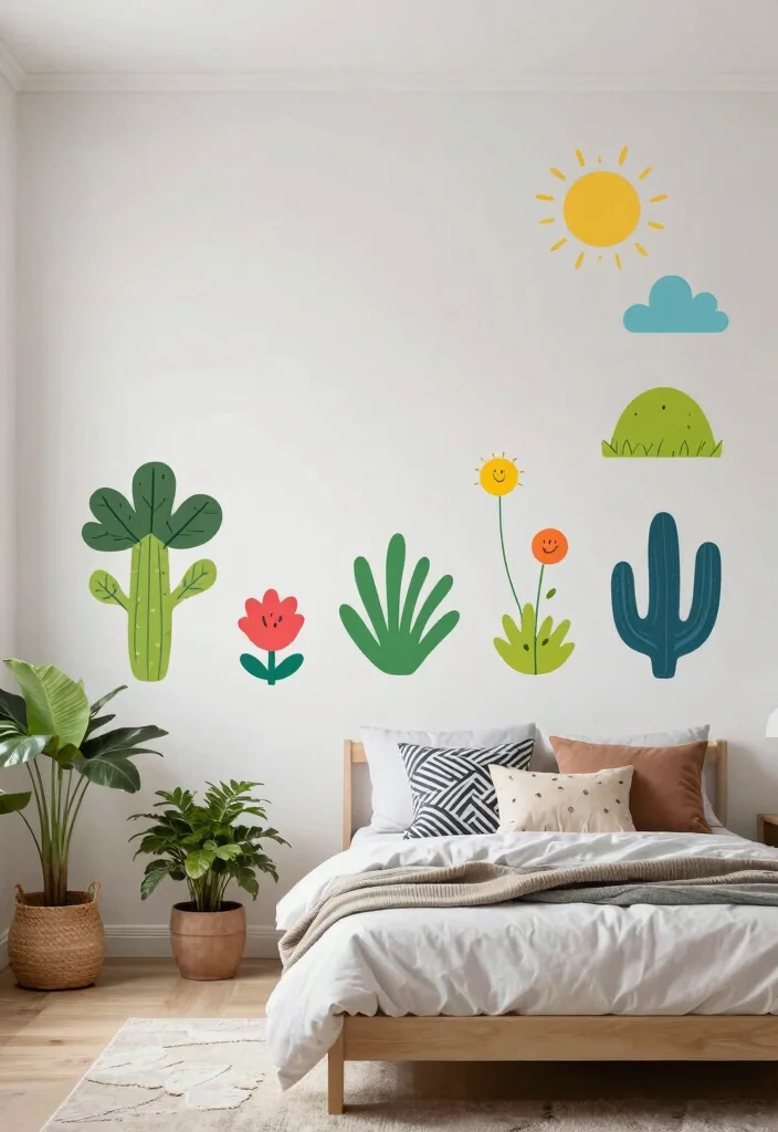 14 Bedroom Accent Wall Ideas That Steal All Attention 8. Vinyl Decals and Stickers 0