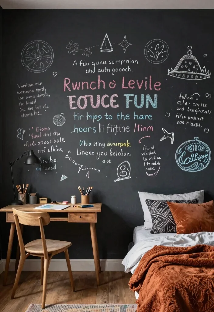 14 Bedroom Accent Wall Ideas That Steal All Attention 9. Artistic Chalkboard Walls 0