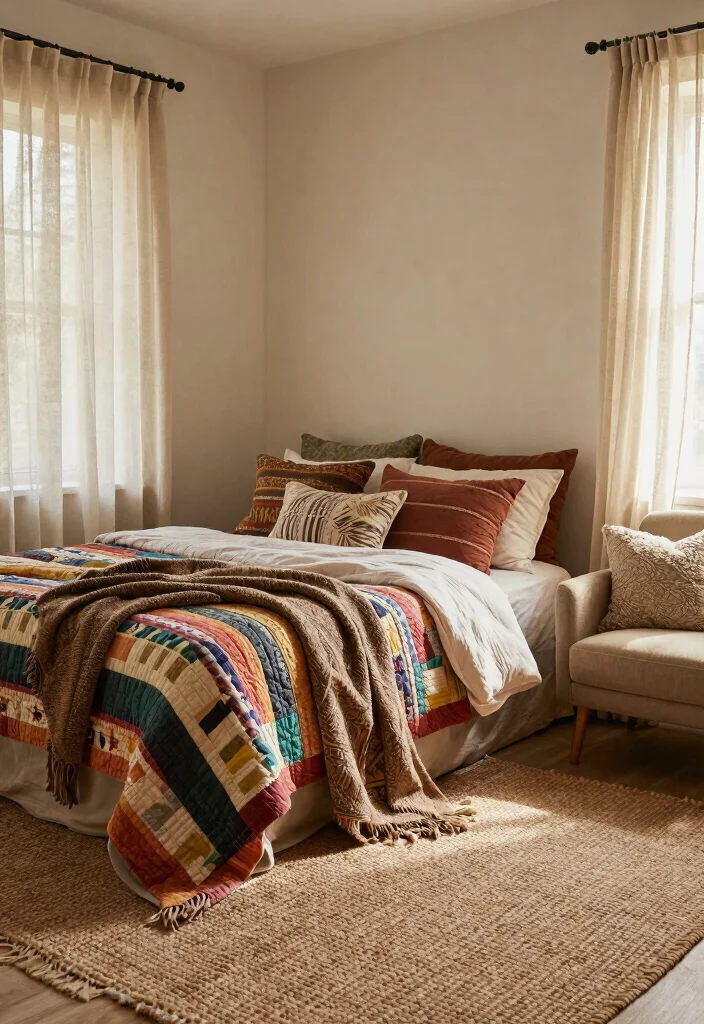 14 Boho Bedroom Ideas with Texture Warmth and Personality 1 14 Boho Bedroom Ideas with Texture Warmth and Personality 1. Layered Textiles for Ultimate Comfort 0