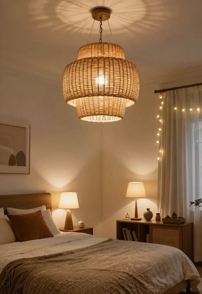 14 Boho Bedroom Ideas with Texture Warmth and Personality 50 14 Boho Bedroom Ideas with Texture Warmth and Personality 10. Statement Lighting Fixtures 0