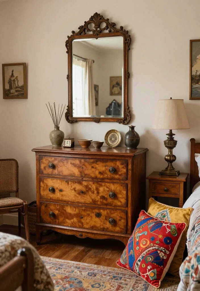 14 Boho Bedroom Ideas with Texture Warmth and Personality 51 14 Boho Bedroom Ideas with Texture Warmth and Personality 11. Vintage Finds and Thrifted Treasures 0