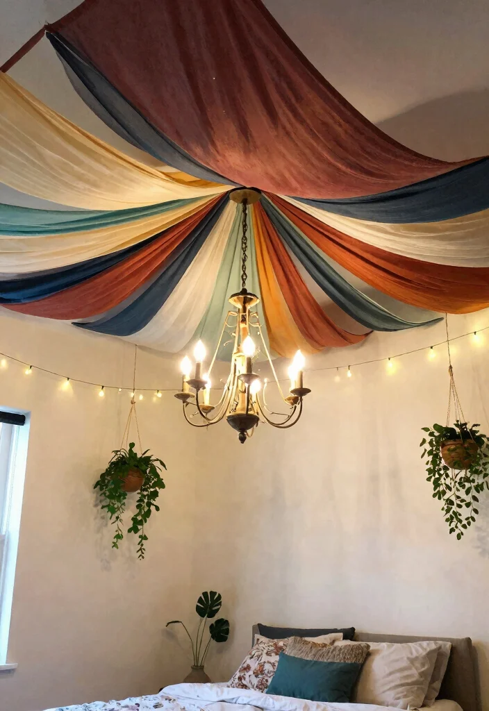 14 Boho Bedroom Ideas with Texture Warmth and Personality 52 14 Boho Bedroom Ideas with Texture Warmth and Personality 12. Unique Ceiling Decor 0