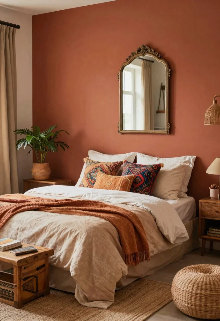 14 Boho Bedroom Ideas with Texture Warmth and Personality 38 14 Boho Bedroom Ideas with Texture Warmth and Personality 8. Warm Color Palettes 0