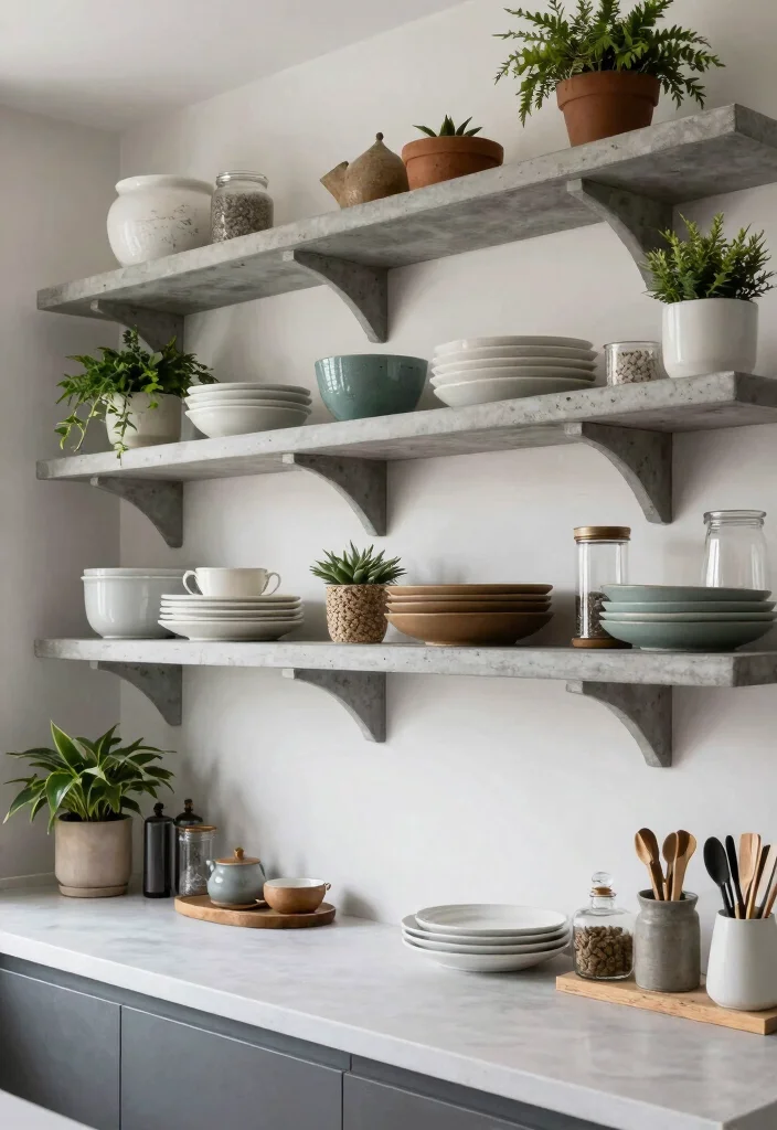 14 Concrete Kitchen Ideas for a Sleek Modern Look 51 14 Concrete Kitchen Ideas for a Sleek Modern Look 11. Open Shelving with Concrete Elements 0