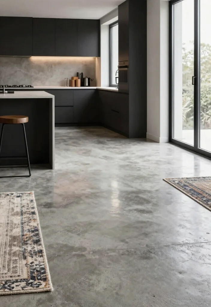 14 Concrete Kitchen Ideas for a Sleek Modern Look 13 14 Concrete Kitchen Ideas for a Sleek Modern Look 3. Industrial Concrete Flooring 0