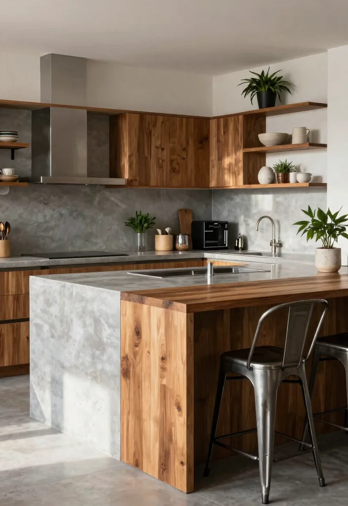 14 Concrete Kitchen Ideas for a Sleek Modern Look 15 14 Concrete Kitchen Ideas for a Sleek Modern Look 5. Mixing Materials 0