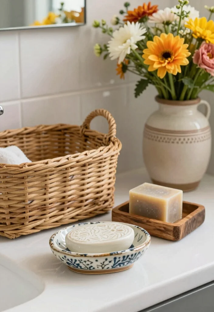 14 Earthy Bathroom Ideas with Natural Textures and Calm Tones 50 14 Earthy Bathroom Ideas with Natural Textures and Calm Tones 10. Handcrafted Accents 0