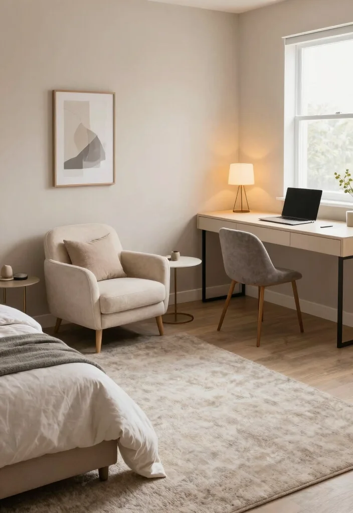 14 Elegant Bedroom Ideas with a Soft Luxury Feel 10. Creating Zones for Peace and Productivity 0