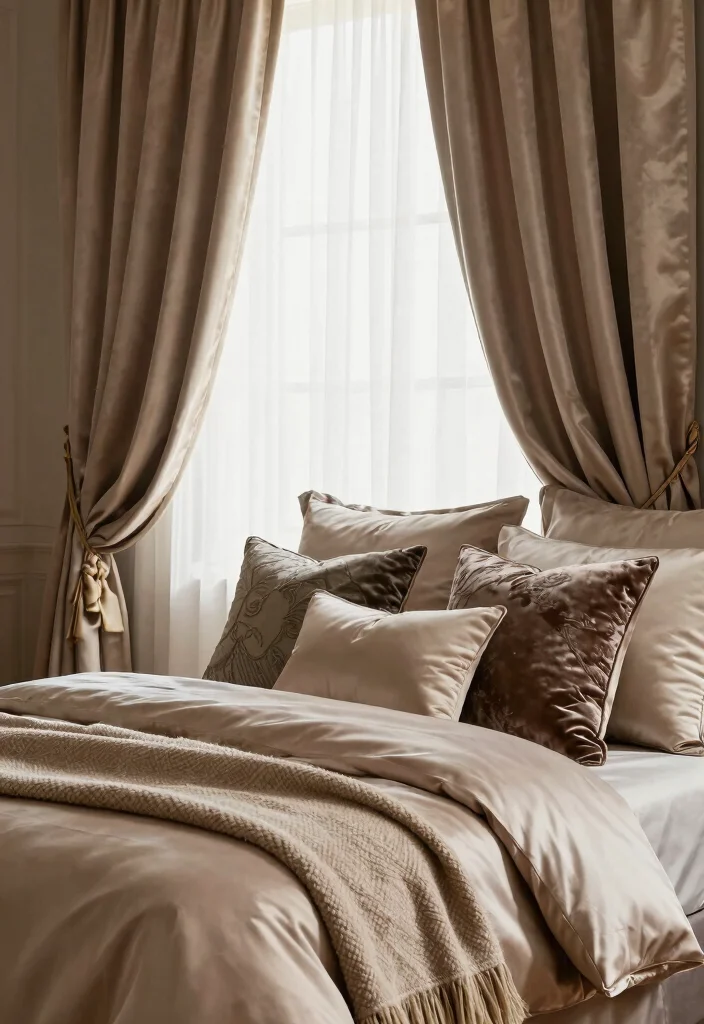 14 Elegant Bedroom Ideas with a Soft Luxury Feel 9. A Touch of Luxury with Fabrics 0