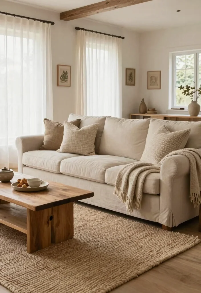 14 Farmhouse Living Room Ideas with Cozy Details 1. Embrace Neutral Tones 0
