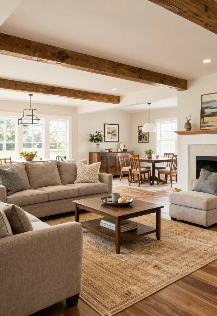 14 Farmhouse Living Room Ideas with Cozy Details 13. Open Spaces 0