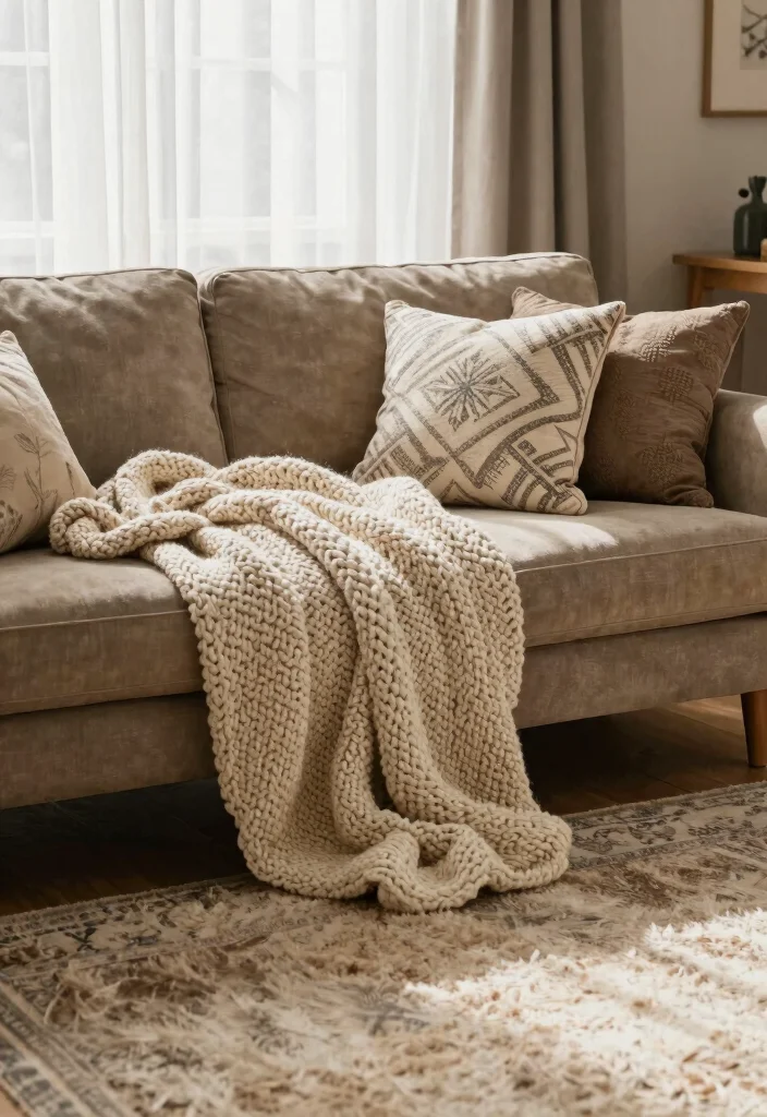 14 Farmhouse Living Room Ideas with Cozy Details 5. Cozy Textiles 0