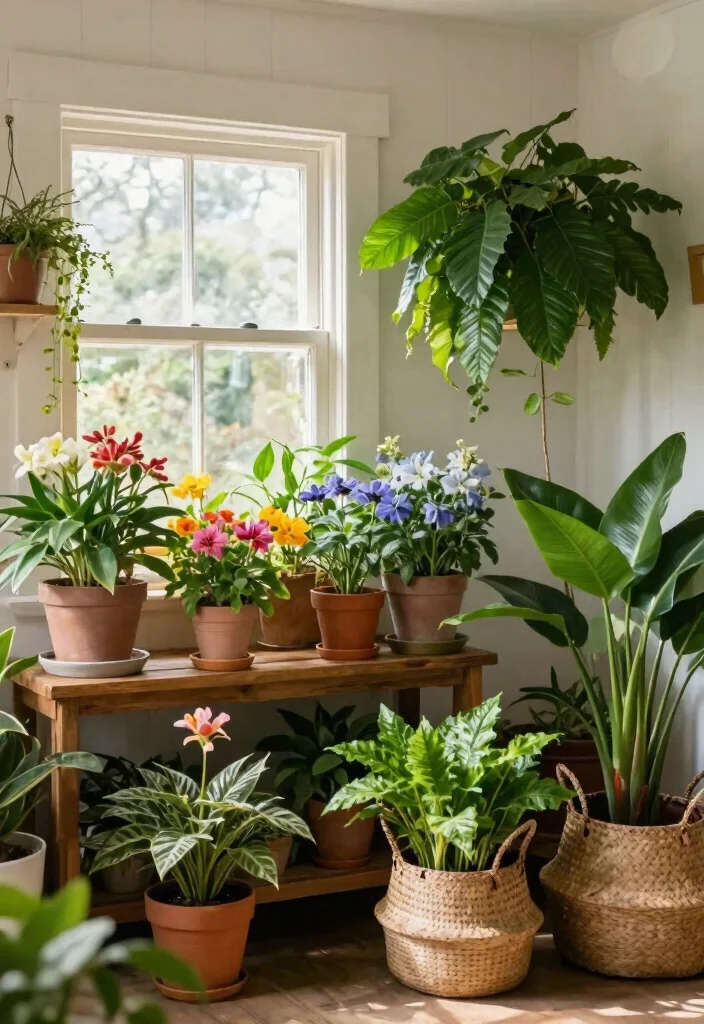 14 Farmhouse Living Room Ideas with Cozy Details 6. Potted Plants and Greenery 0