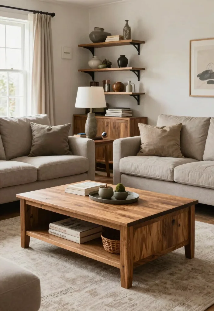 14 Farmhouse Living Room Ideas with Cozy Details 9. Functional Furniture 0