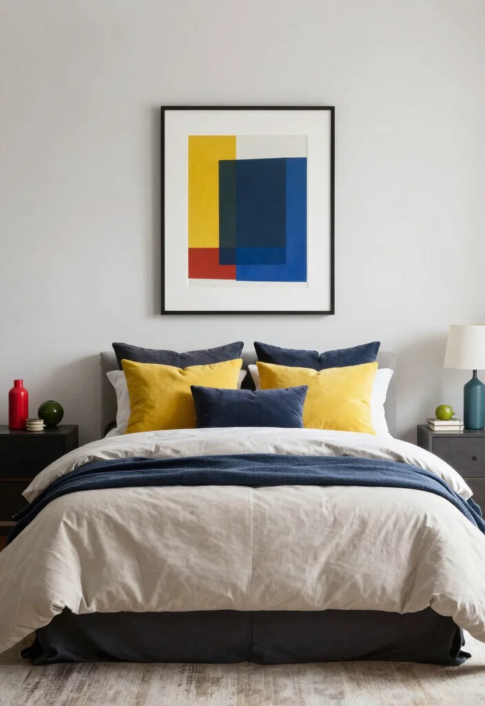 14 King Bedroom Ideas That Feel Spacious and Luxurious 52 14 King Bedroom Ideas That Feel Spacious and Luxurious 12. Pops of Color 0