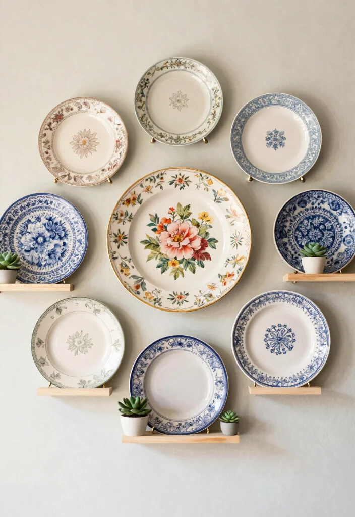 14 Kitchen Wall Ideas That Instantly Add Character 2. Vintage Plate Displays 0