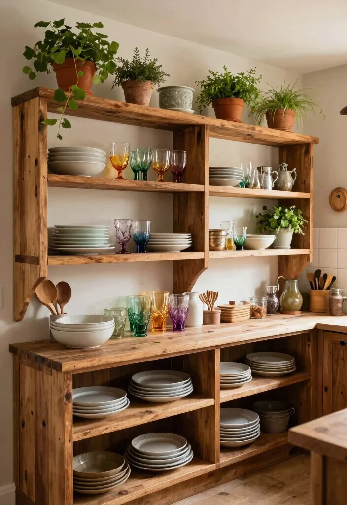 14 Kitchen Wall Ideas That Instantly Add Character 4. Open Shelving with Rustic Accents 0