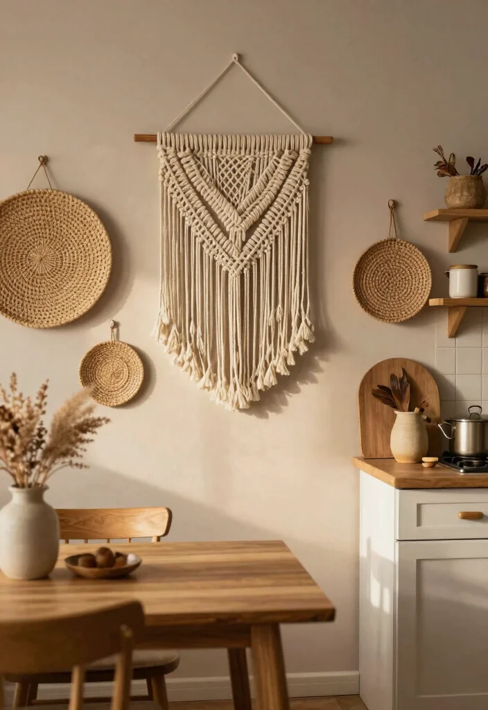 14 Kitchen Wall Ideas That Instantly Add Character 7. Woven Wall Hangings 0
