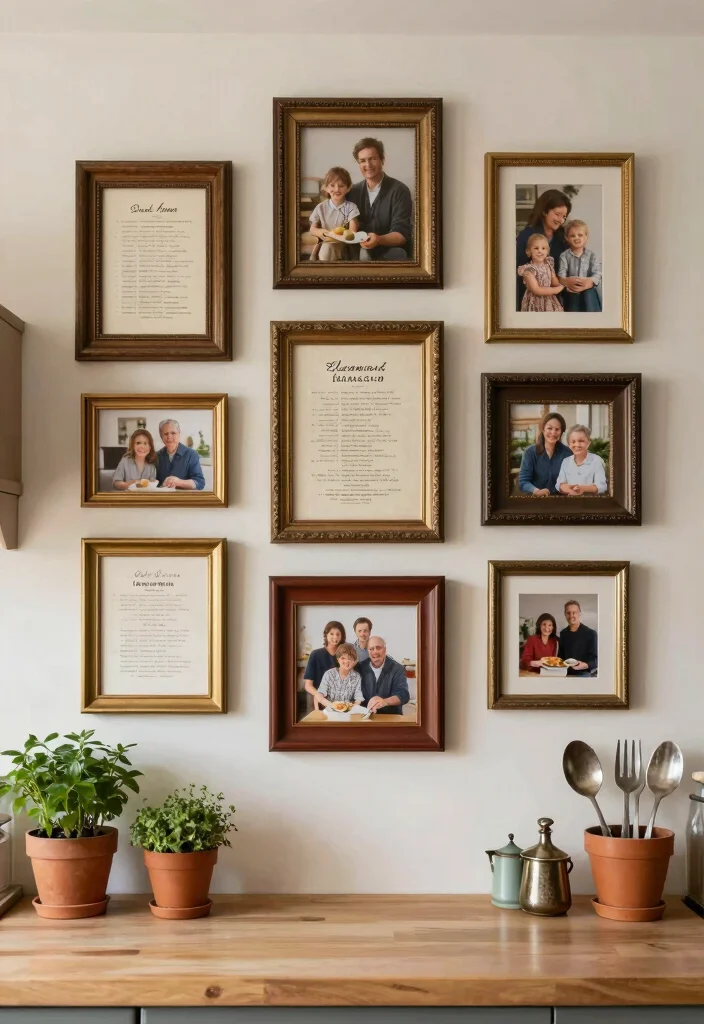 14 Kitchen Wall Ideas That Instantly Add Character 8. Gallery Wall of Family Recipes 0