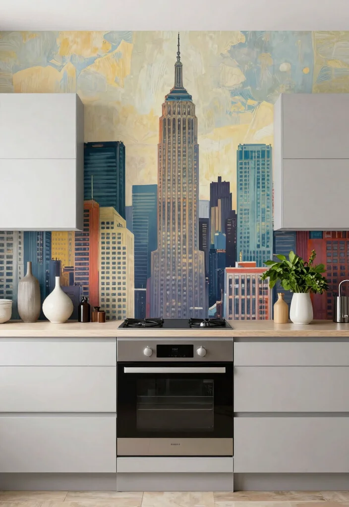 14 Kitchen Wallpaper Ideas That Make a Big Statement 13. Artistic Mural Wallpaper 0