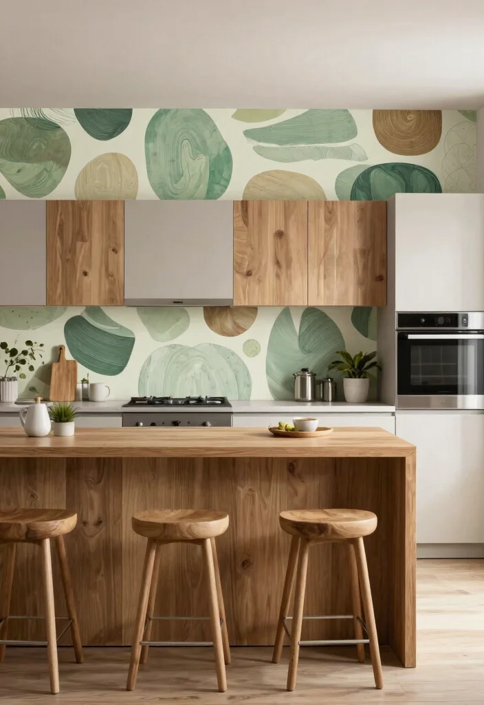14 Kitchen Wallpaper Ideas That Make a Big Statement 14. Eco Chic Designs for Sustainability 0