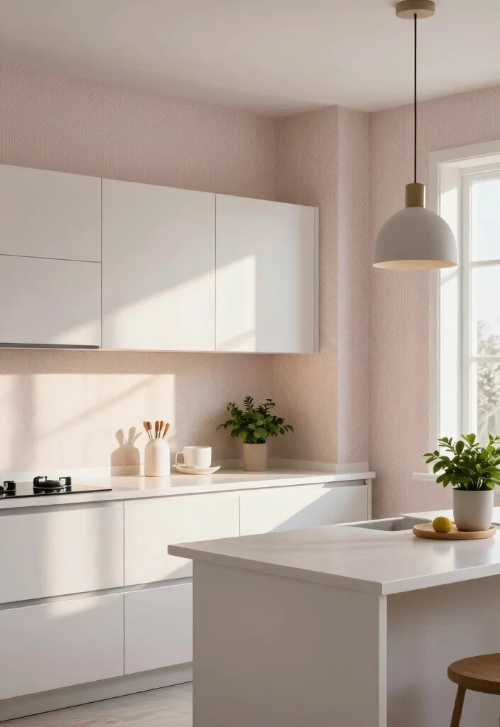 14 Kitchen Wallpaper Ideas That Make a Big Statement 2. Subtle Geometric Designs 0