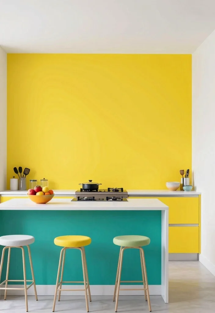 14 Kitchen Wallpaper Ideas That Make a Big Statement 3. Bold Color Blocking 0