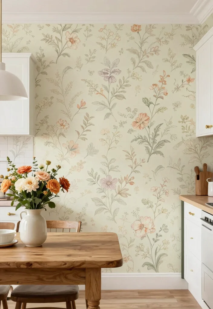 14 Kitchen Wallpaper Ideas That Make a Big Statement 5. Vintage Patterns 0