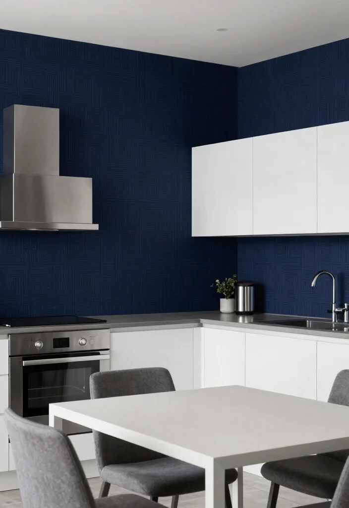 14 Kitchen Wallpaper Ideas That Make a Big Statement 9. Monochromatic Magic 0