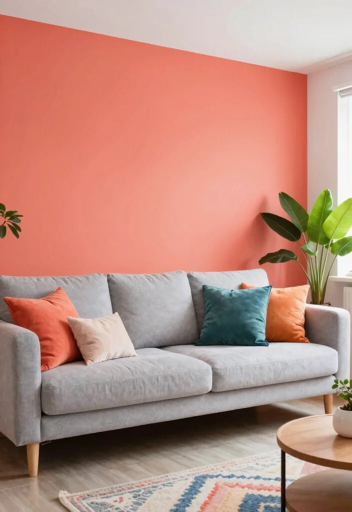 14 Living Room Paint Ideas That Refresh Everything 10. Vibrant Coral for Energy 0