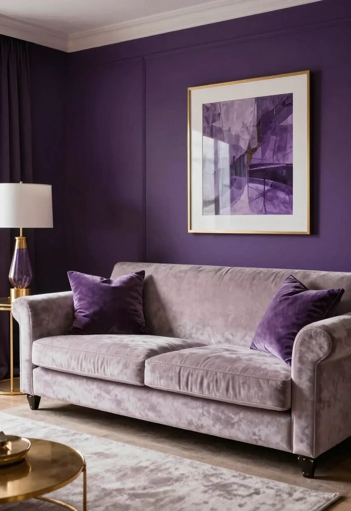 14 Living Room Paint Ideas That Refresh Everything 11. Deep Purple for Luxurious Ambiance 0