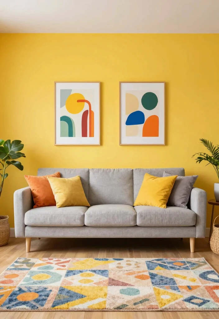 14 Living Room Paint Ideas That Refresh Everything 12. Bright Yellow for Cheerful Spaces 0
