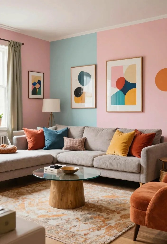 14 Living Room Paint Ideas That Refresh Everything 14. Mixed Color Schemes for Personal Touch 0